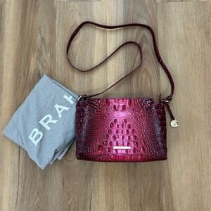 Brahmin Hiliary Crossbody Rose Ombre Melbourne crocodile leather handbag purse